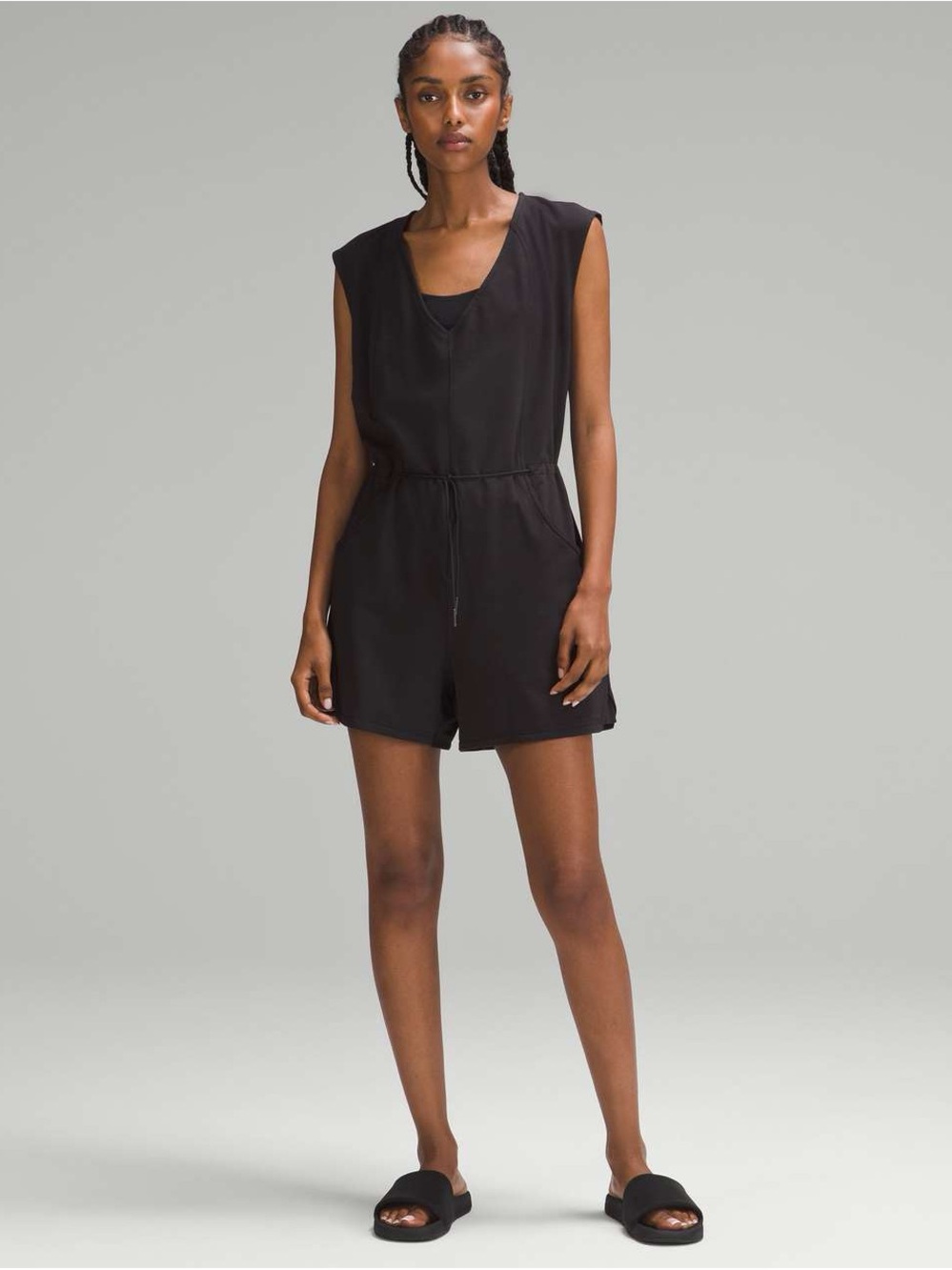 lululemon athletica Black Sleeveless Romper with Drawcord - Picture 1 of 5